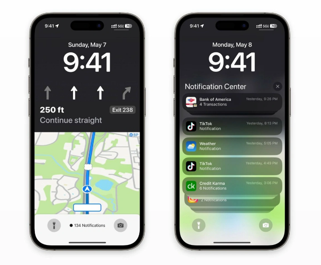 濮阳苹果维修服务分享iOS17锁屏地图导航半屏显示长什么样 